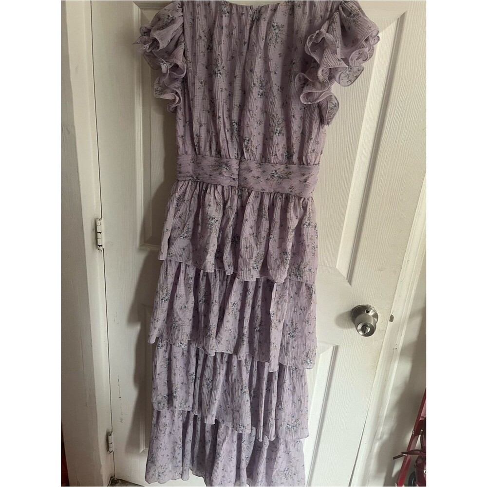 ASTR the Label Maxi Dress Emporia Lavender Floral Chiffon Wedding Guest size L - Picture 10 of 12